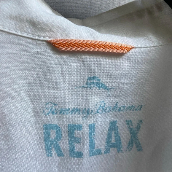 Tommy Bahama 100% Linen Relaxed Fit White short sleeve button  shirt Sz 1XB - Picture 7 of 13
